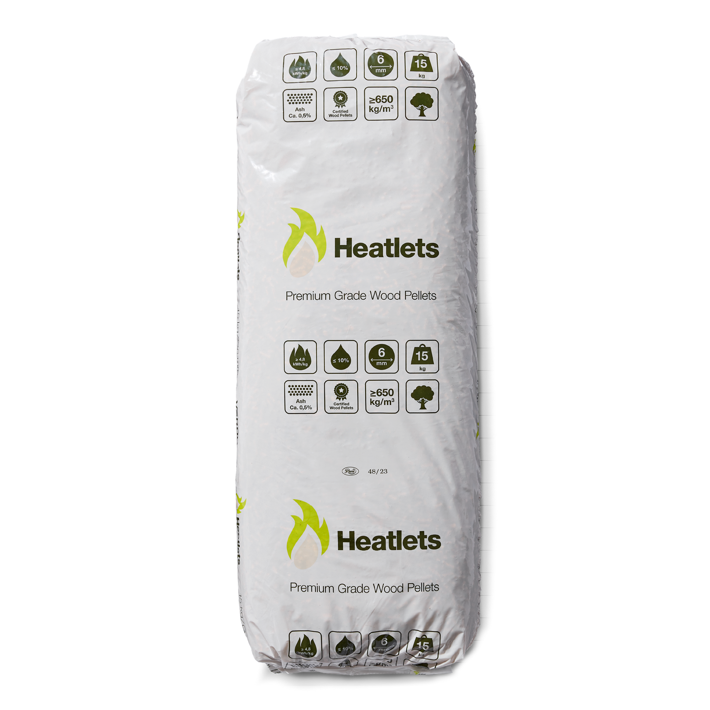 Heatlets træpiller 6mm 15kg, 900 kg pr palle