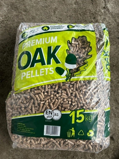 Standard 8 mm træpiller – eg, 15 kg