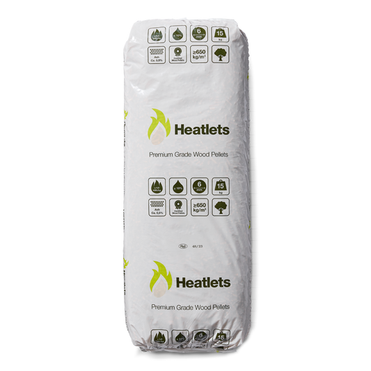 Heatlets træpiller 6mm 15kg, 900 kg pr palle