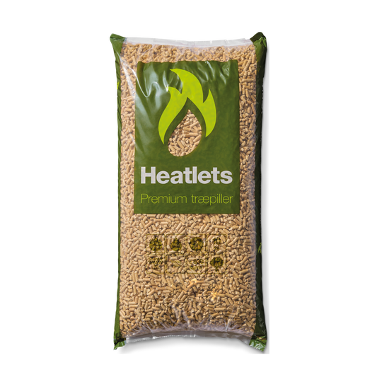 Heatlets Premium træpiller 6mm 10kg, 900 kg pr palle.
